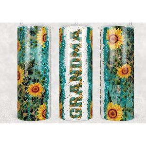 GRANDMA Sunflower 20 oz Skinny Tumbler With Straw & Lid, Travel Mug